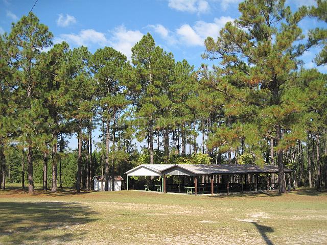 reubinthompson_org_79.jpg - A picture of the pavillion after the reunion, nestled in the middle of majestic Georgia pines.