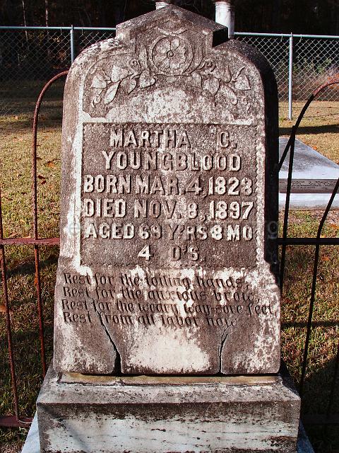 DSC01941.JPG - headstone of Martha C. Martin Youngblood; Martha was the daughter of Joseph Hawkins Martin