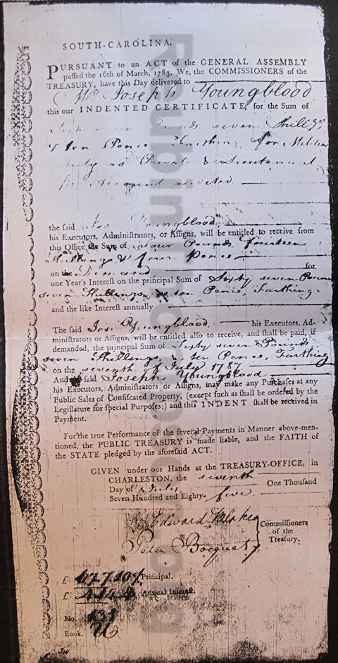 Indented Certificate of Joseph Youngblood