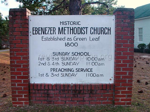 DSC01852.JPG - pillar sign of the Ebenezer Methodist Church located in Kemp, Emanuel County, Georgia