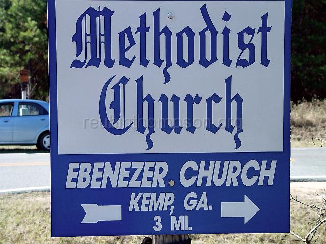 DSC01983.JPG - Ebenezer Methodist Church sign located at the intersection of Georgia Highway 56 and Kemp Rd. showing only 3 miles to the Ebenezer Methodist Church