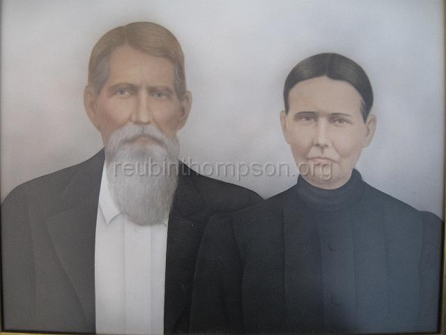 reubinthompson_org_106.jpg - One of the cousins brought this portrait for display at the 2011 Reunion; the portrait is of Robert Bird Thompson 1843 - 1923 and Elizabeth Hall Thompson 1843 - 1916.