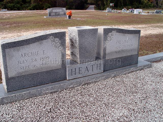 DSC01919.JPG - headstones of Archie Heath and Pauline Youngblood Heath; Pauline Youngblood Heath was the sister of Mary Lou Youngblood George