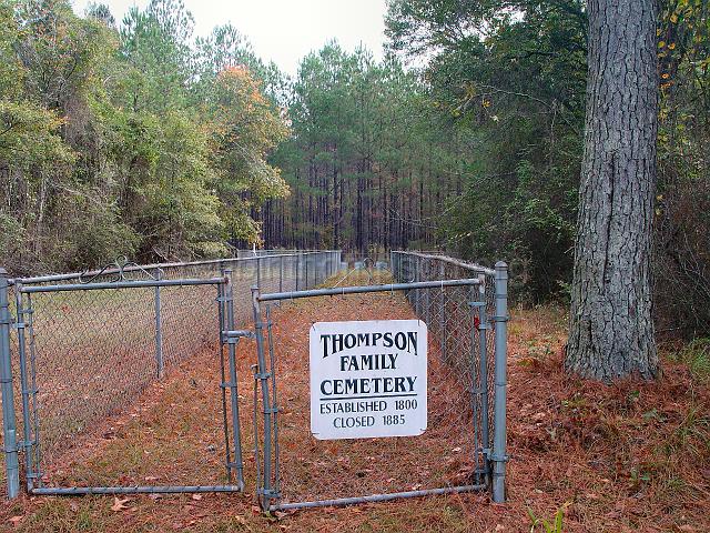 DSC01909.JPG - entranceway to the Thompson Family Cemetery, located a short distance from the Ebenezer Methodist Church in Kemp, Emanuel County, Georgia