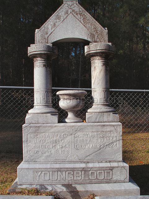 DSC01939.JPG - another view of the ornate headstone of Andrew Jackson Youngblood and Lucinda Moore Youngblood